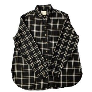 Jachs Girlfriend Women's Black & White Long Sleeve Button Up Flannel Shirt XL